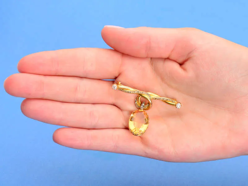 French Imperial Topaz 18k Gold Brooch