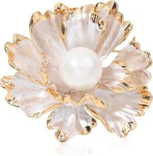 GBAHFY Crystal Pearl Flower Brooches Pins Fashion Beautiful Created Floral Brooch Good Idea for Party Dance Wedding Banquet for Elegant Women