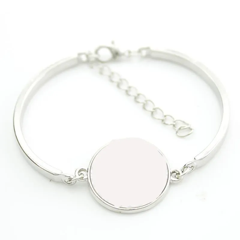 Girls "Ballet Slippers" Glass Cabochon Bangle Fashion Bracelet Silver Tone