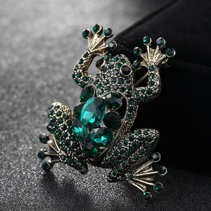 Green Gem Frog Brooch
