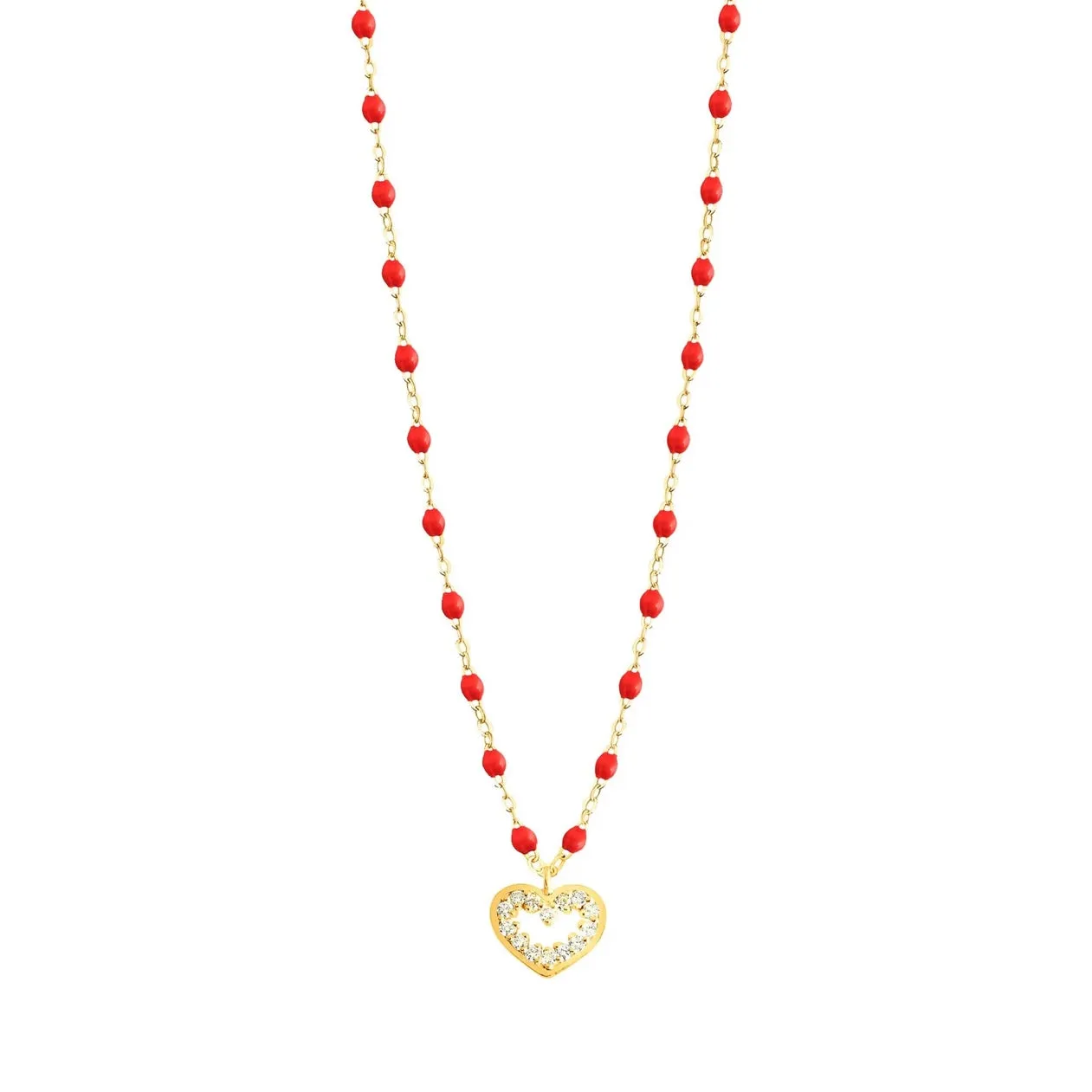 Heart Supreme Classic Gigi Poppy diamond necklace, Yellow Gold, 16.5"