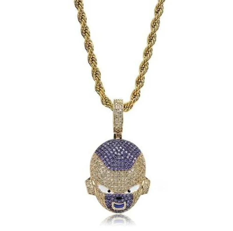 Iced Out Golden Frieza Final Form Pendant Necklace