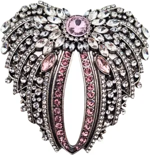 Large Angel Wings Brooch Pin For Women Silver Pink Rhinestone for Jackets, Vests, Coats, Bag Accessories