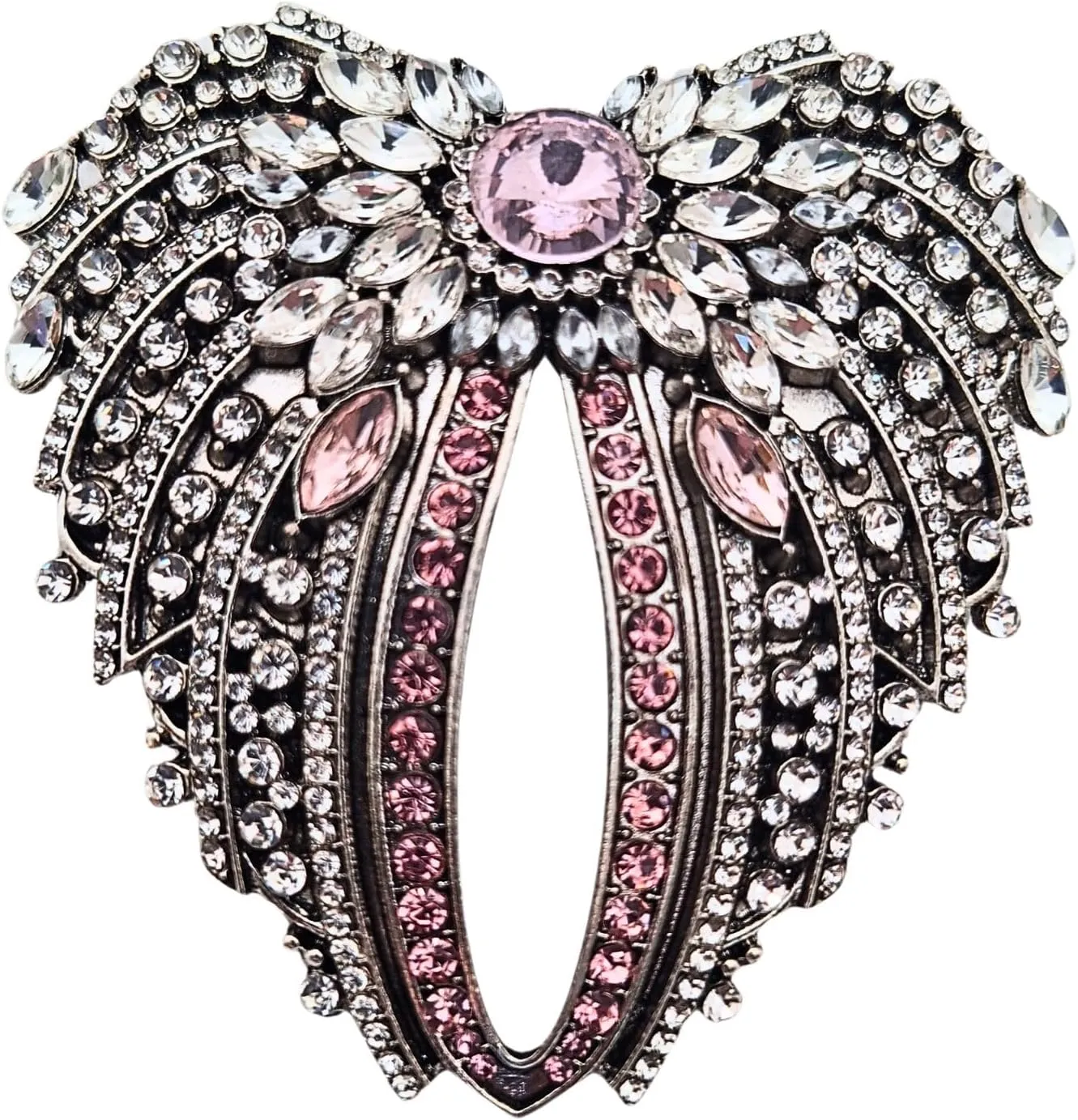 Large Angel Wings Brooch Pin For Women Silver Pink Rhinestone for Jackets, Vests, Coats, Bag Accessories