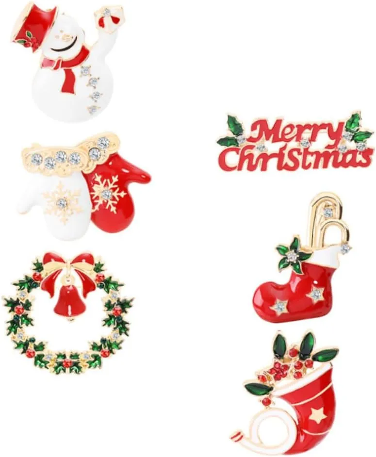 LIFKOME 6pcs Christmas Brooch Pins Cute Backpack Badge Fun Pin Brooch Hairpin Accessory