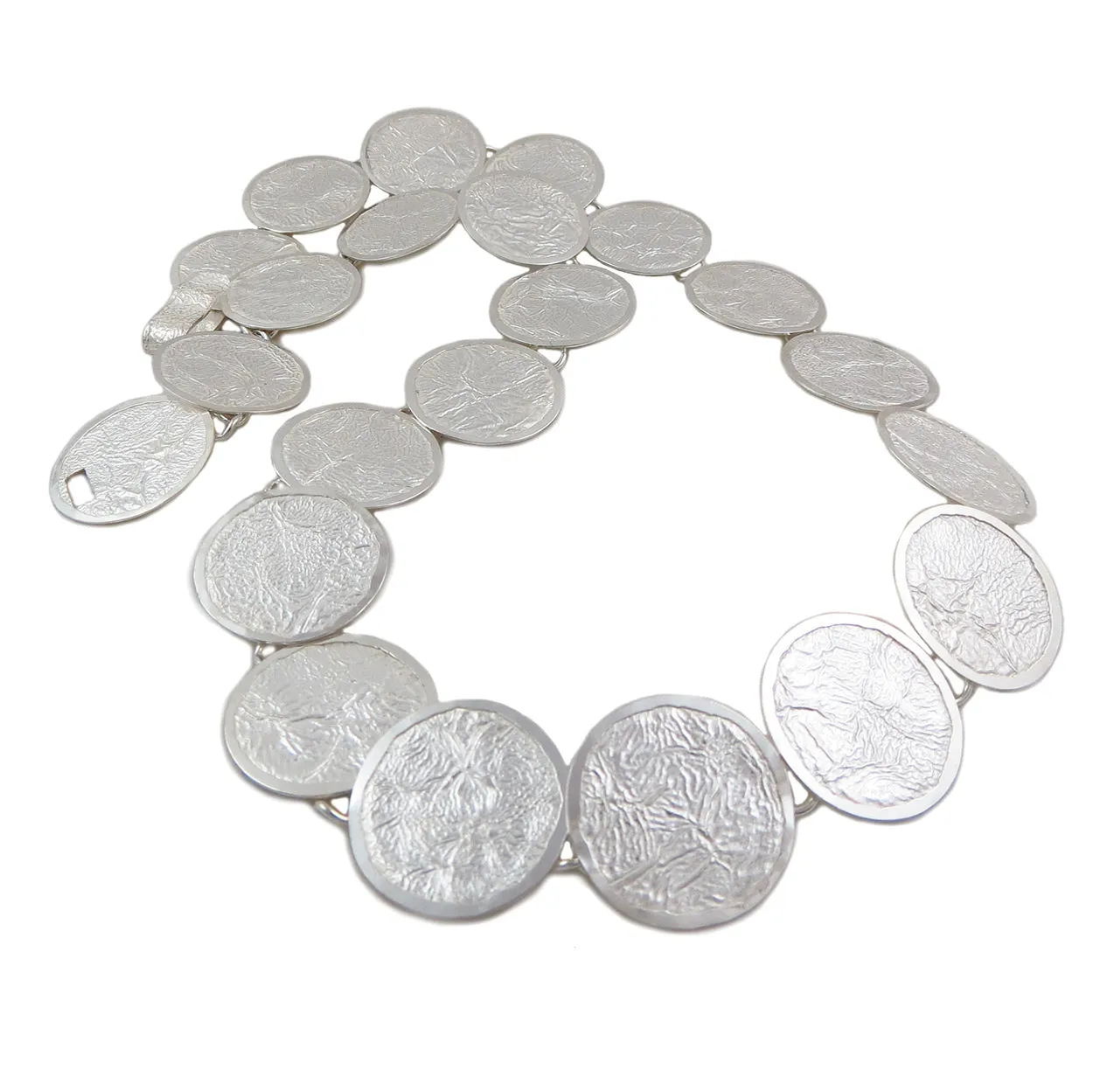 Maria Belen Taxco Sterling Silver Designer Reticulated Necklace