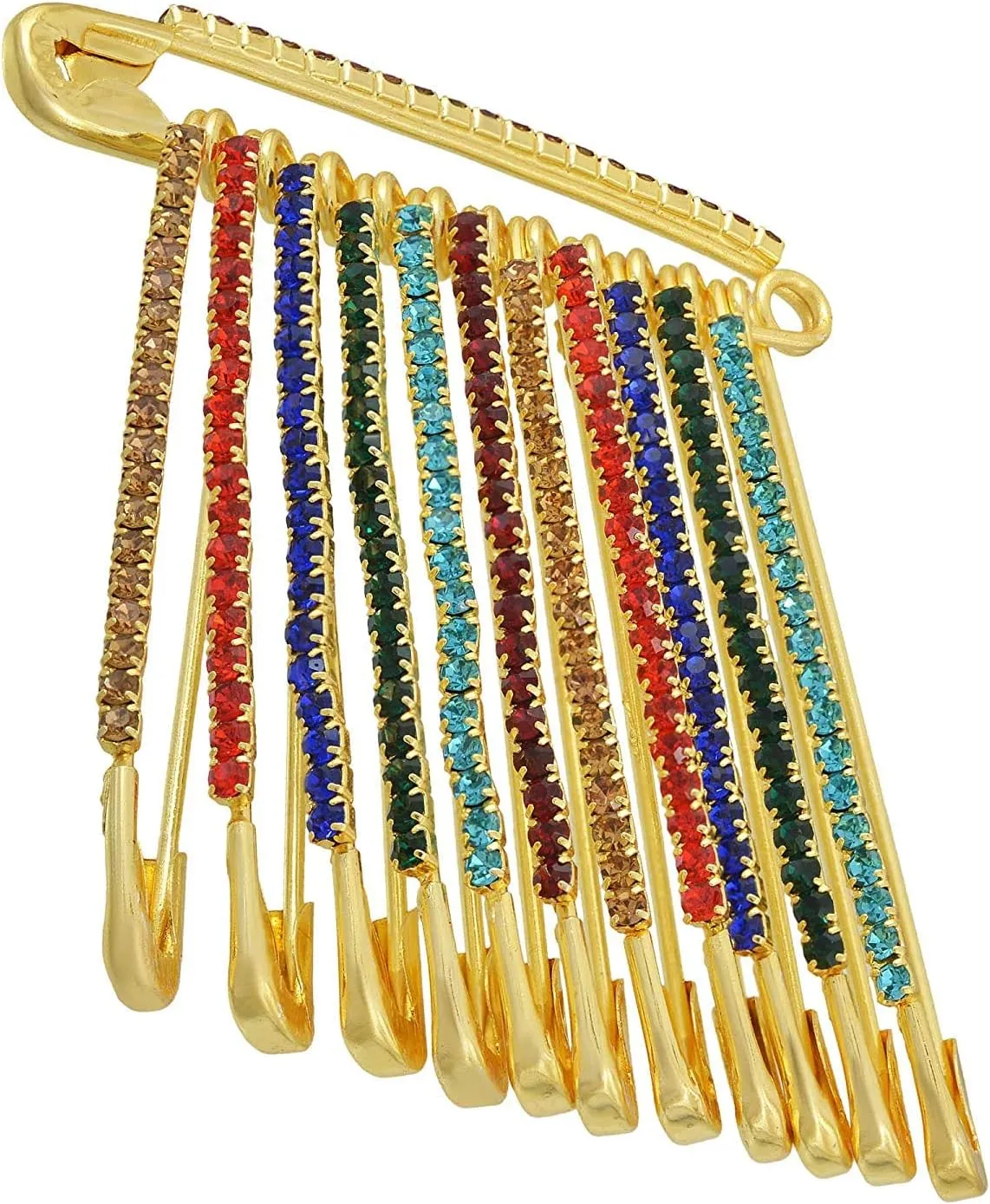 Multicolor Rhinestone Safety Pins Brooches Sweater Shawl Clips Faux Crystal Brooches Shiny Brooch Pins for Clothing Dress Pants Skirt Dressing Accessories