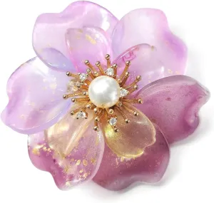 New Year Flower Brooch Pins for Women Girl Fashion Crystal/Colored Glaze Floral Blooming Lapel Pin Pearl Safety Pin Wedding Party Gifts for New Year