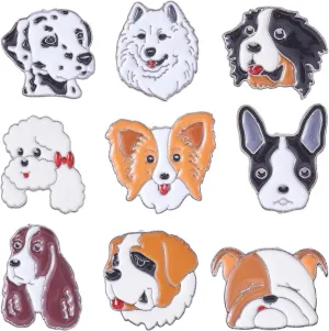 Ornaland 9 Pieces Dog Brooch Pins Cute Animal Brooch Cartoon Samoyed Dog Lapel Pins with Brass Clutches Alloy Enamel Brooches Badges Jewelry for Backpacks Clothes Jackets Hats