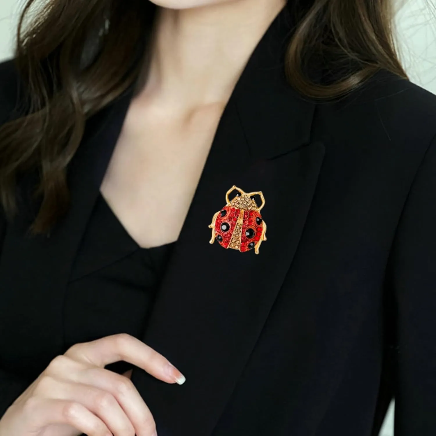 Red Ladybug Brooch Pin for Women Cute Rhinestone Insect Brooch Ladybug Insects Animals Hobby Jewelry Gifts