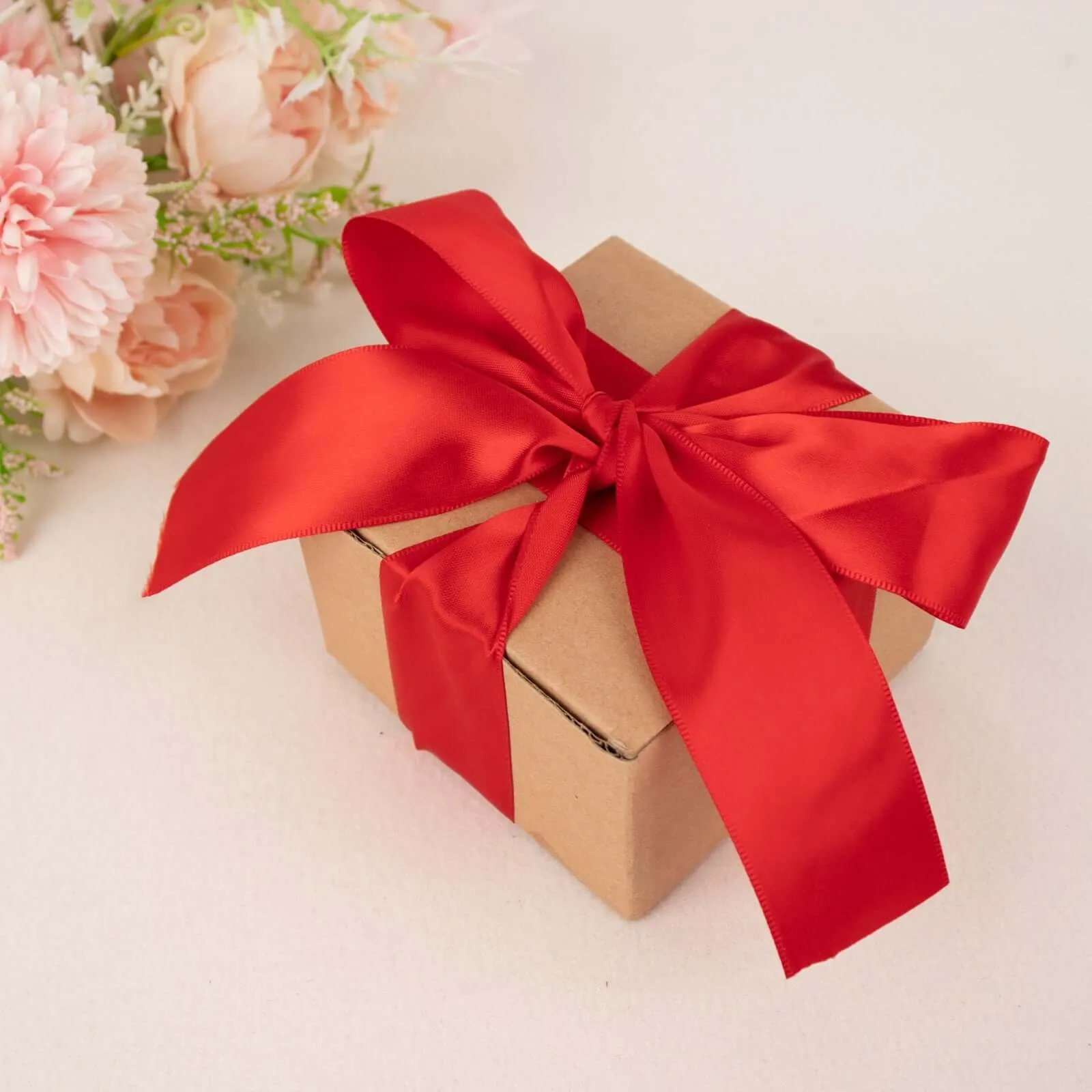 Red Single Face Decorative Satin Ribbon 50 Yards 1.5"