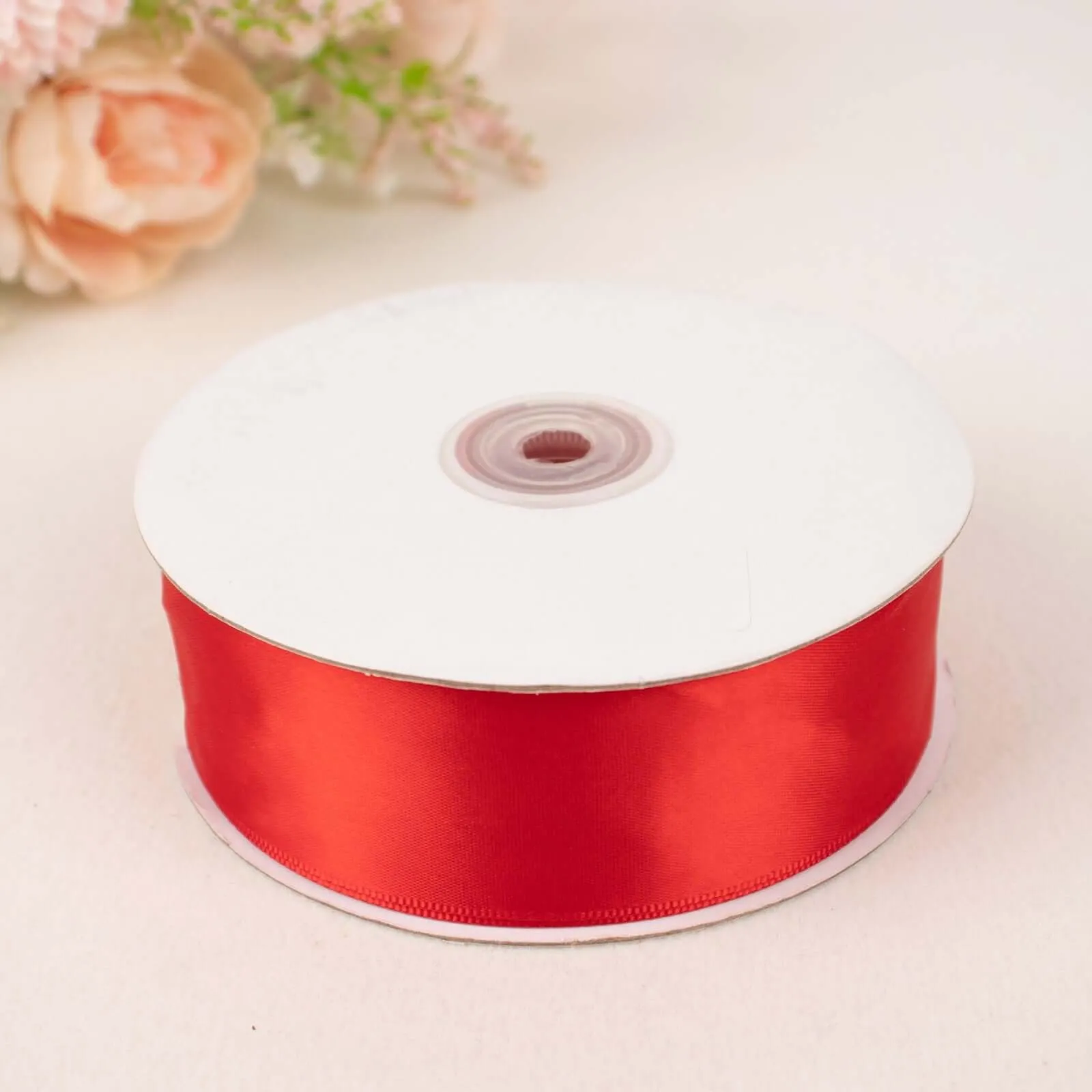 Red Single Face Decorative Satin Ribbon 50 Yards 1.5"