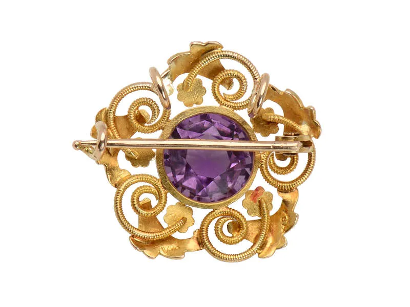 Riker Bros. Amethyst Enamel Brooch Pendant