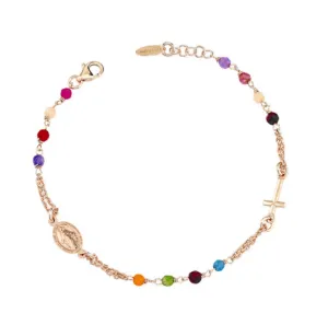 Rose Gold Rosary Multi-Color Bracelet