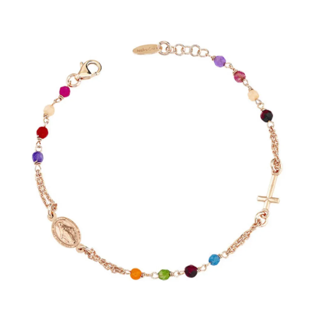Rose Gold Rosary Multi-Color Bracelet