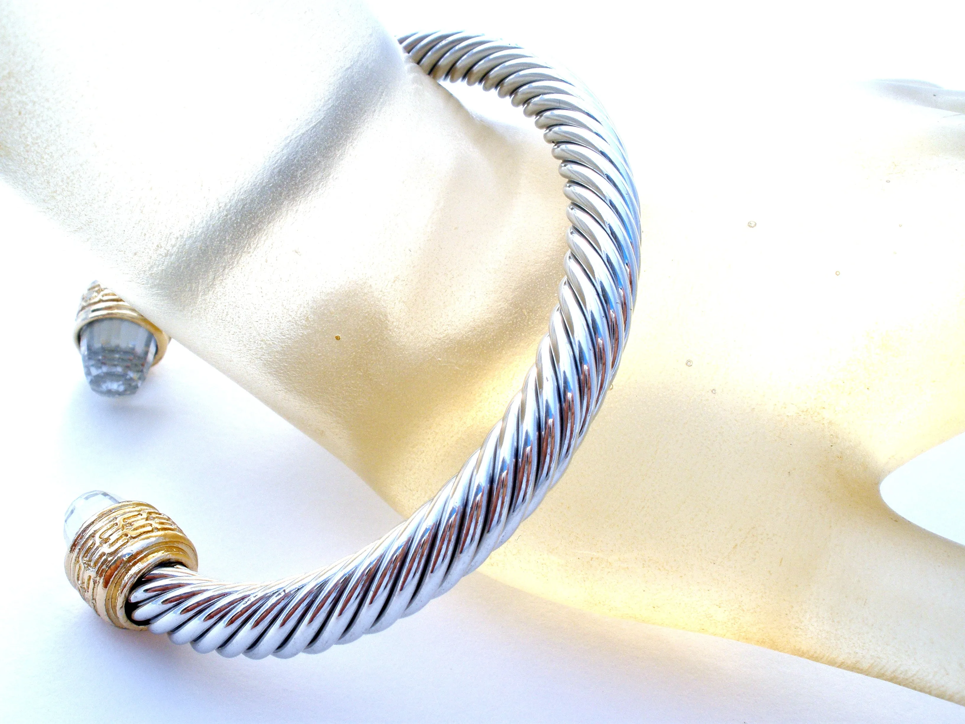 Silver & Gold Plated Cable Cuff Bracelet