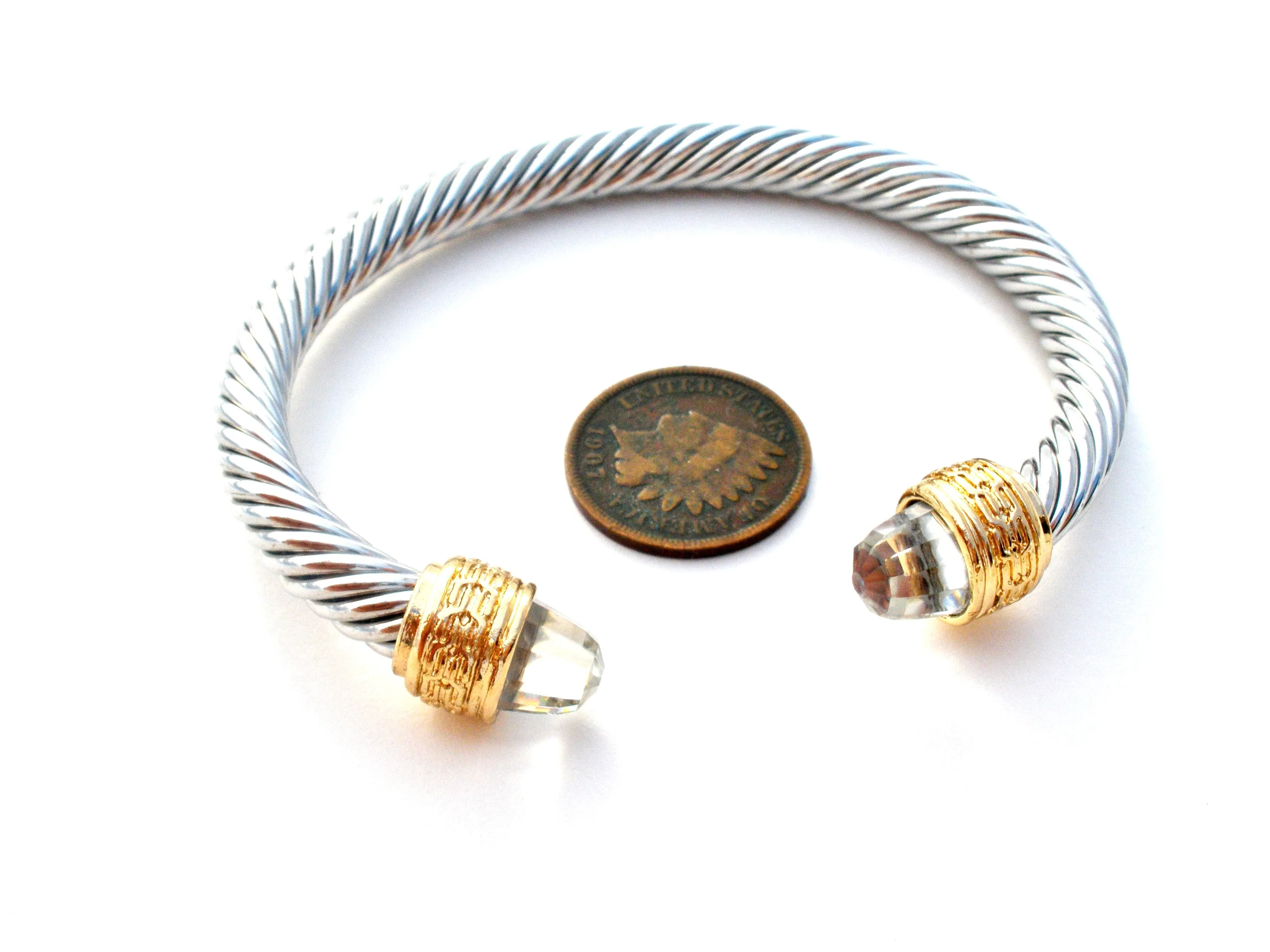 Silver & Gold Plated Cable Cuff Bracelet