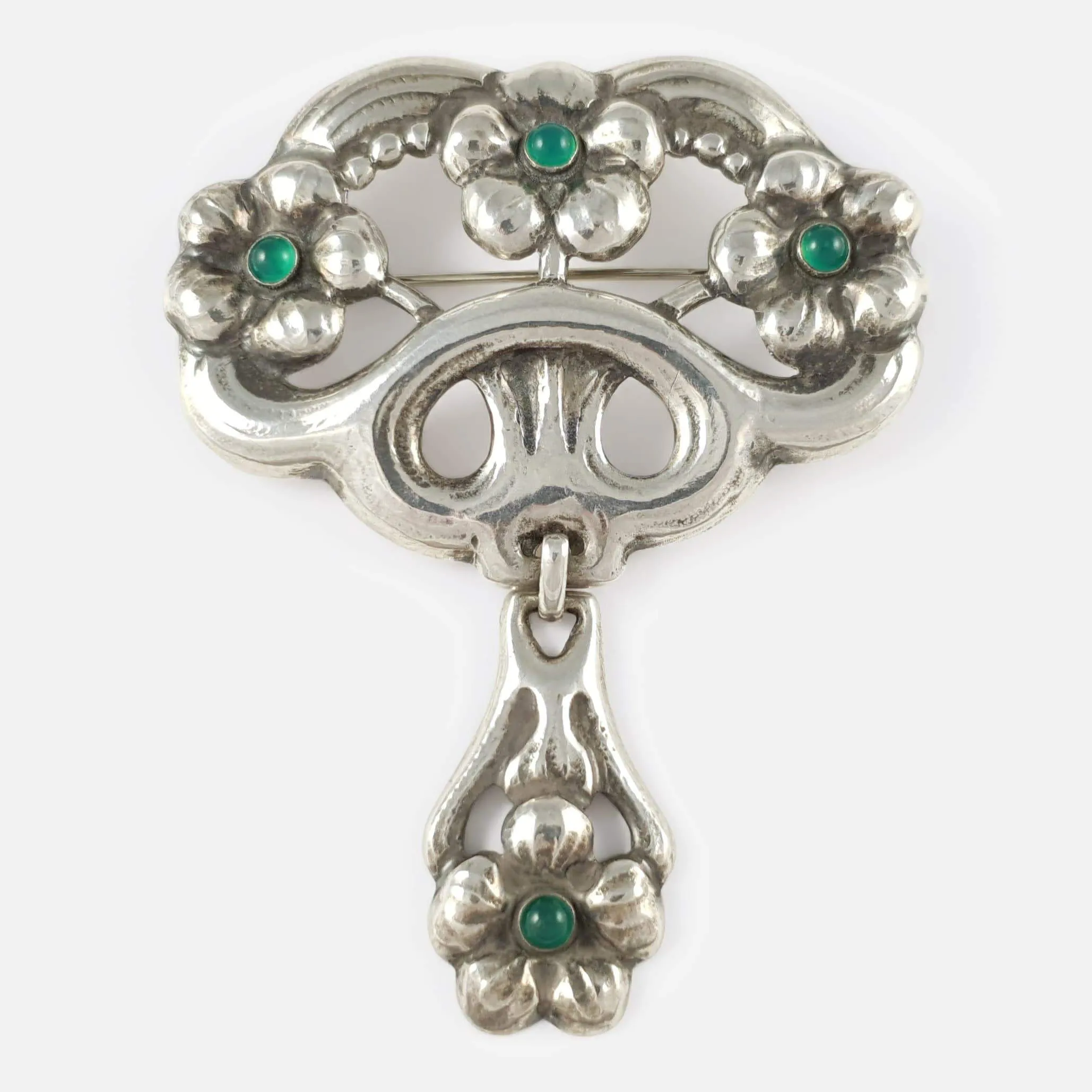 Silver and Chrysoprase Brooch - William Fuglede - Circa 1915