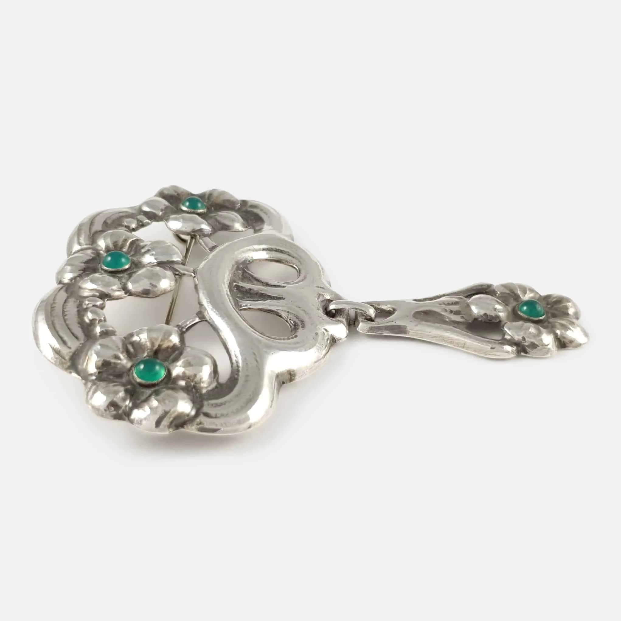 Silver and Chrysoprase Brooch - William Fuglede - Circa 1915