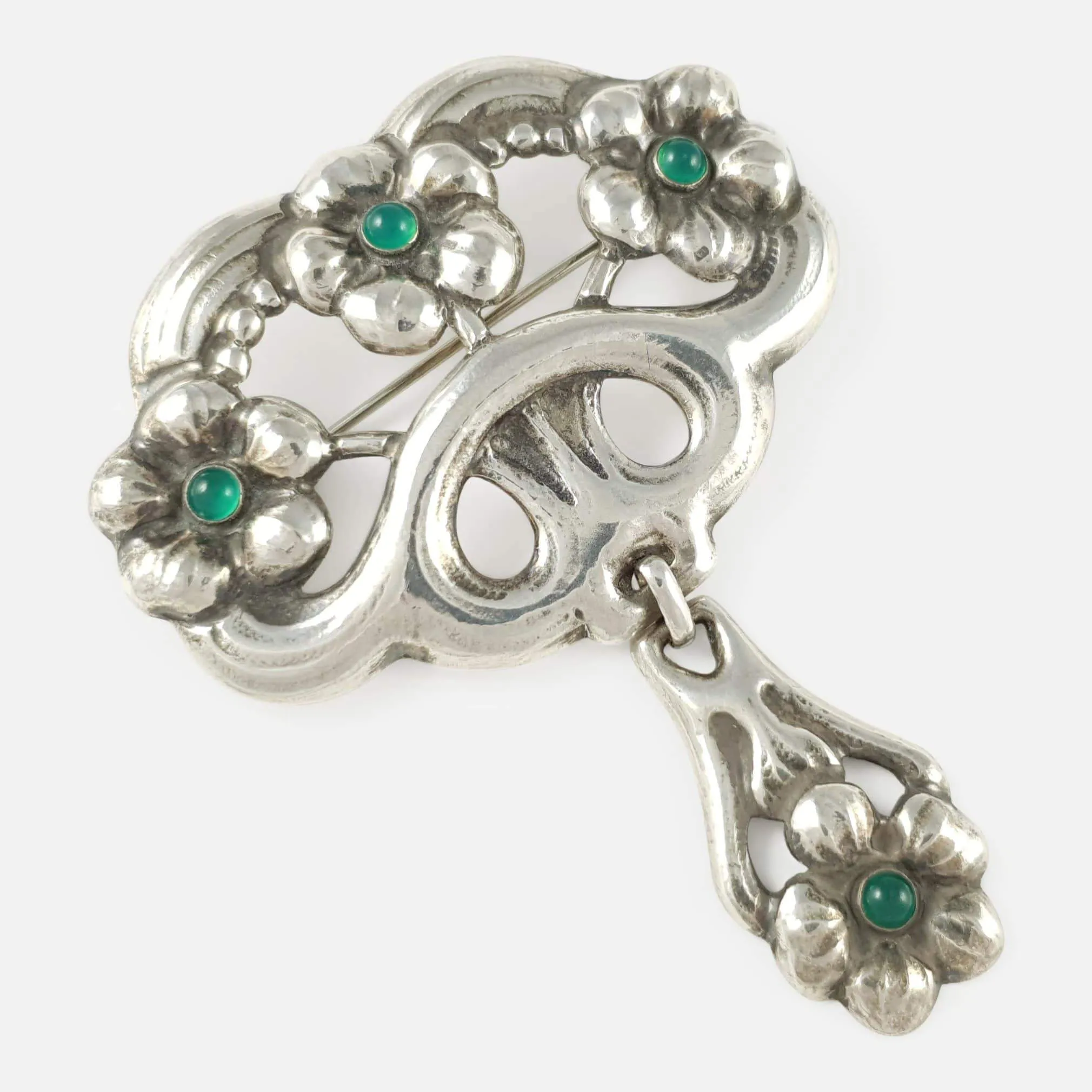 Silver and Chrysoprase Brooch - William Fuglede - Circa 1915