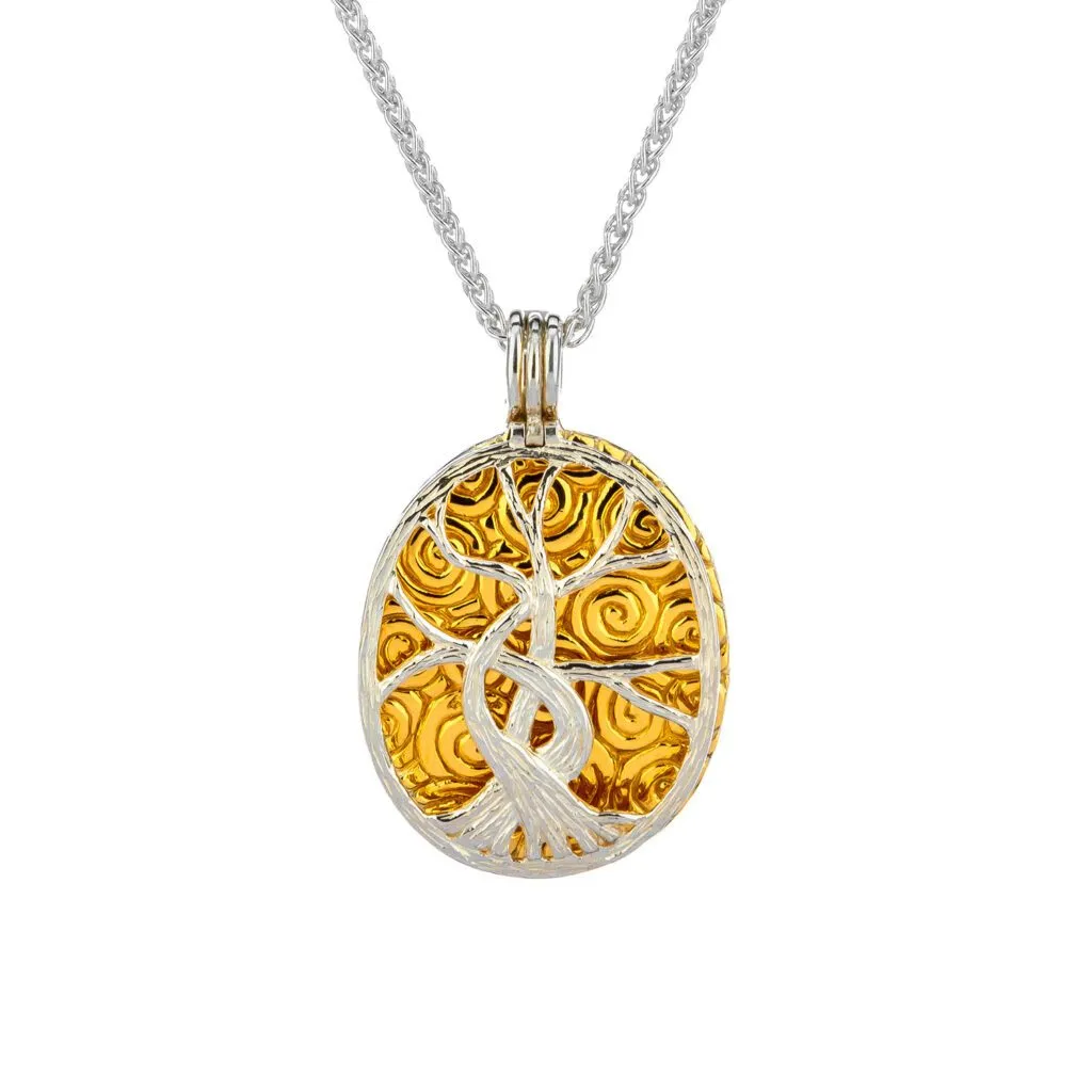 Silver with 22k Gold Gilding Tree of Life 4-Way Pendant