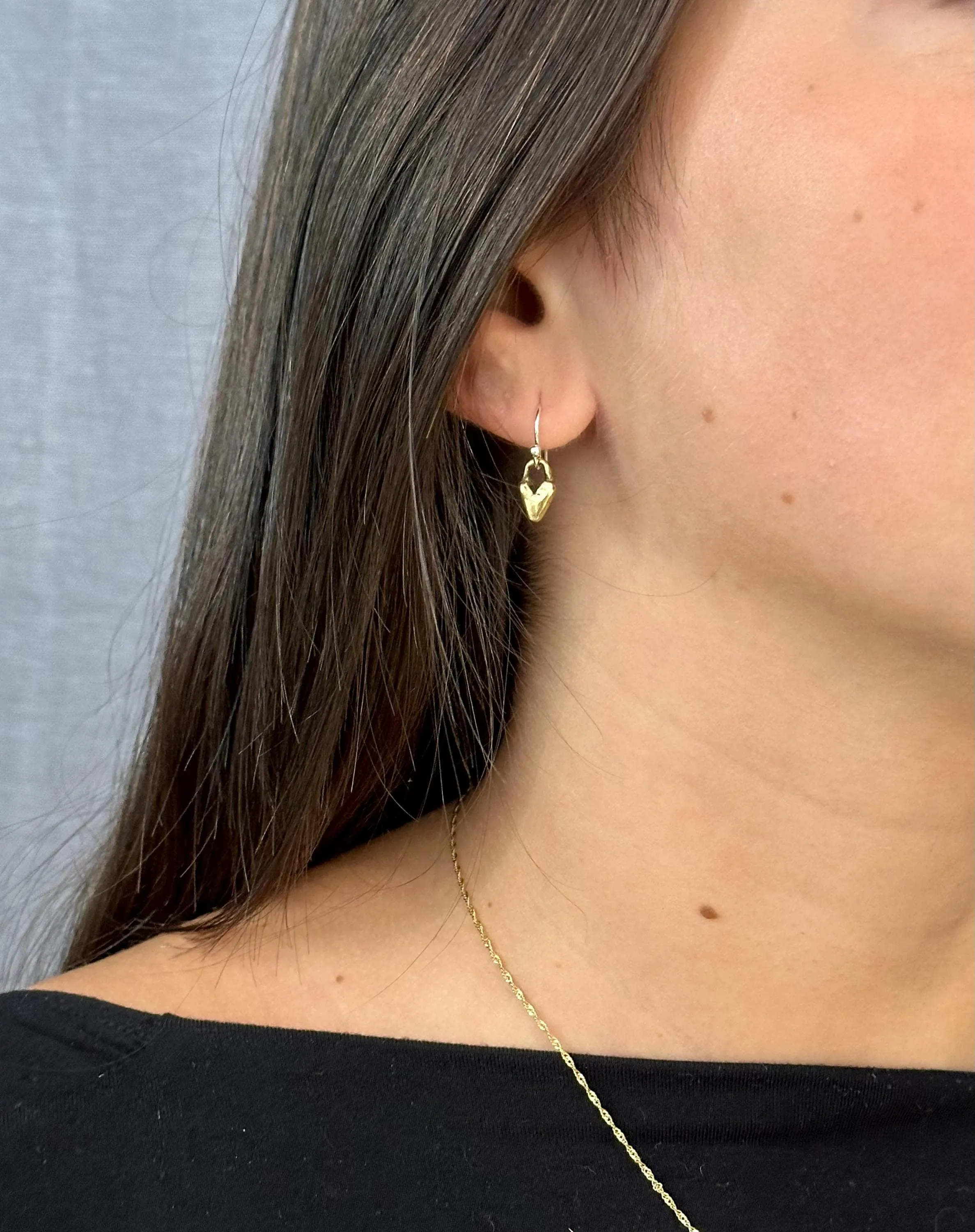 Small Primitive Bronze Heart Earrings