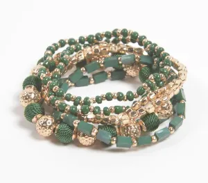 Statement Sage & Metallic Cluster Bracelet