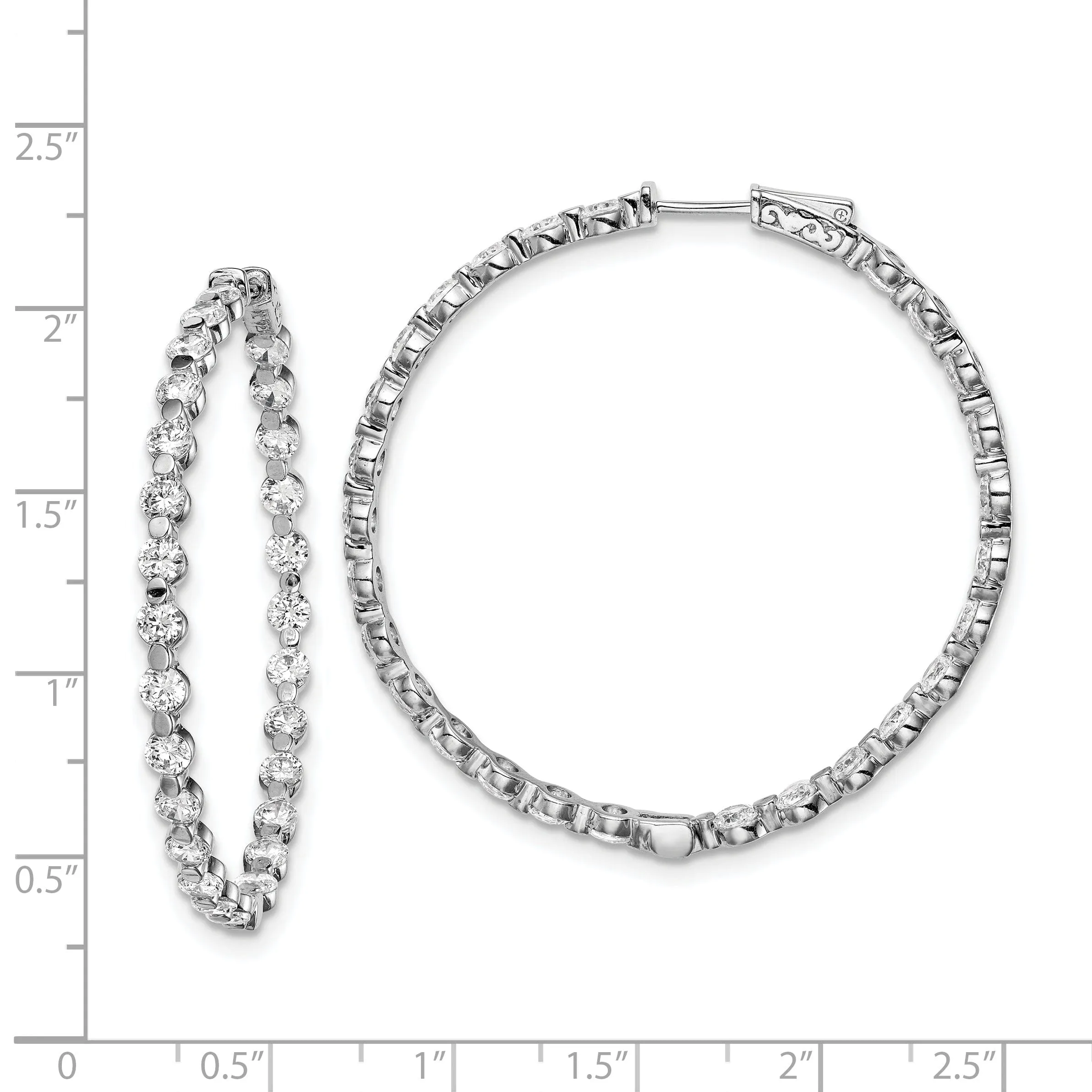 Sterling Silver 54 Stones Round Hoop Earrings