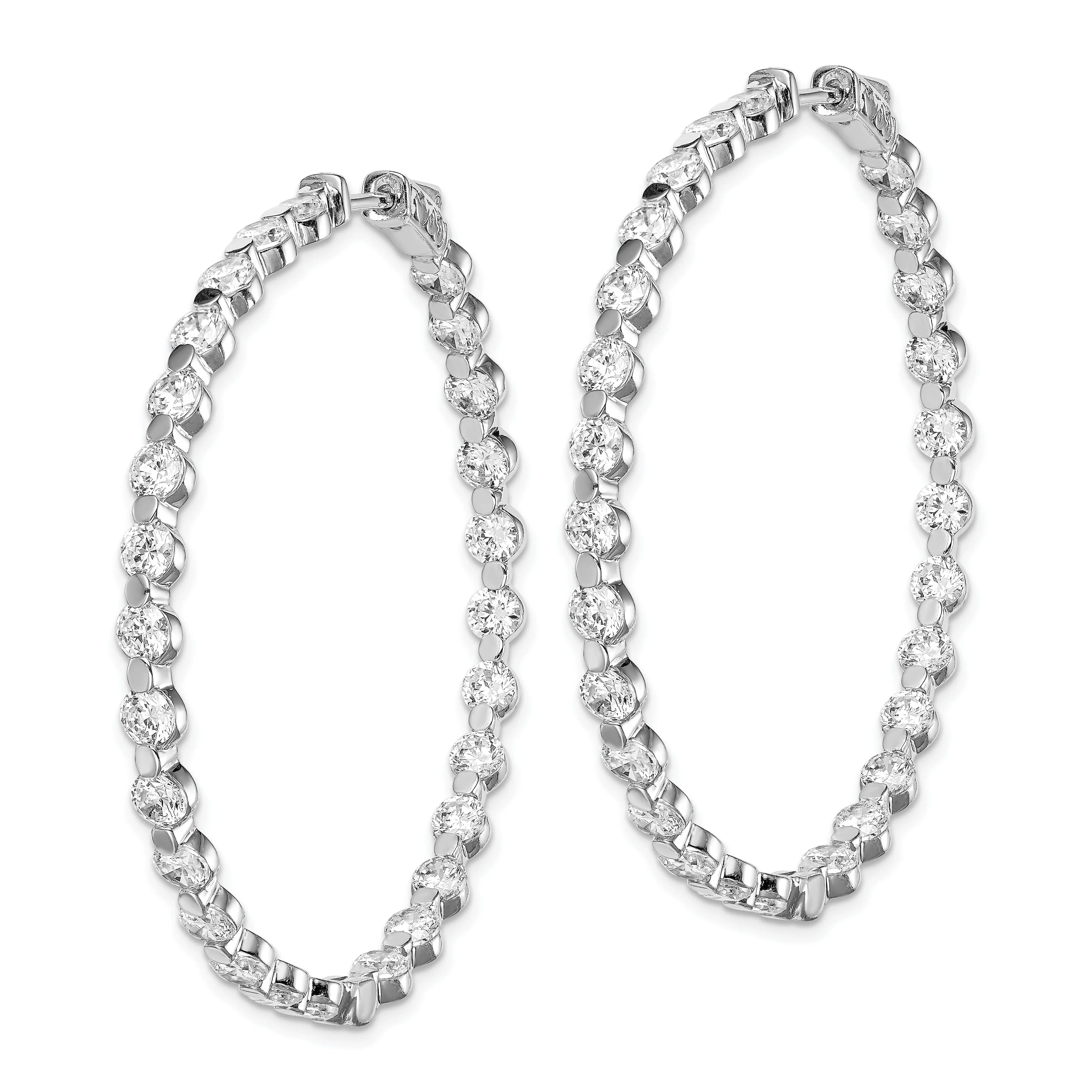 Sterling Silver 54 Stones Round Hoop Earrings