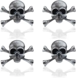 SUPERFINDINGS 4Pcs Gothic Skull Brooch Punk Style Skeleton Brooch Skull and Crossbones Skeleton Brooch Alloy Skull Badge Pin Halloween Costume Decor for Men Woman Coat Cloth Jacket