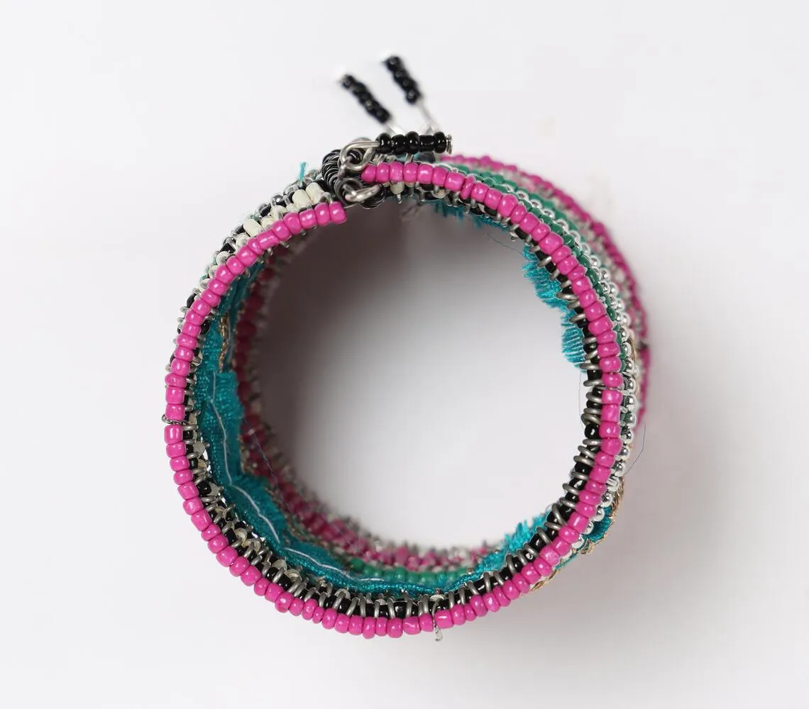 Tribal Beaded & Mirrorwork Cuff Bracelet