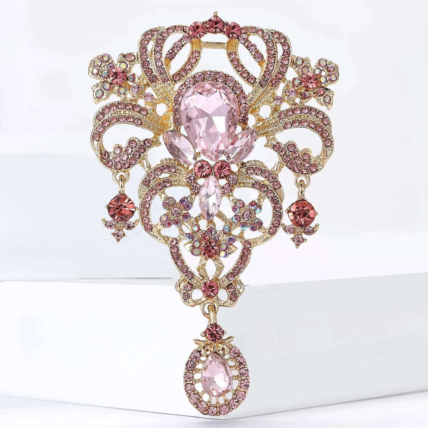 YOQUCOL Retro Austrian Crystal Big Brooch Pin for Women Large Flower Shape Brooches Lapel Pins for Sweater,Coat Dress Accessories