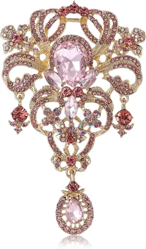 YOQUCOL Retro Austrian Crystal Big Brooch Pin for Women Large Flower Shape Brooches Lapel Pins for Sweater,Coat Dress Accessories