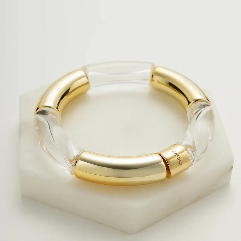 Zafino | Tube Bangle - Clear/Gold
