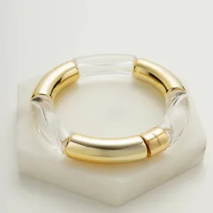 Zafino | Tube Bangle - Clear/Gold